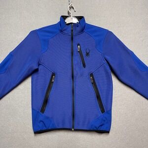 Spyder Jacket Mens Small Royal Blue Core Sweater Fleece Lined Full Zip Hiking